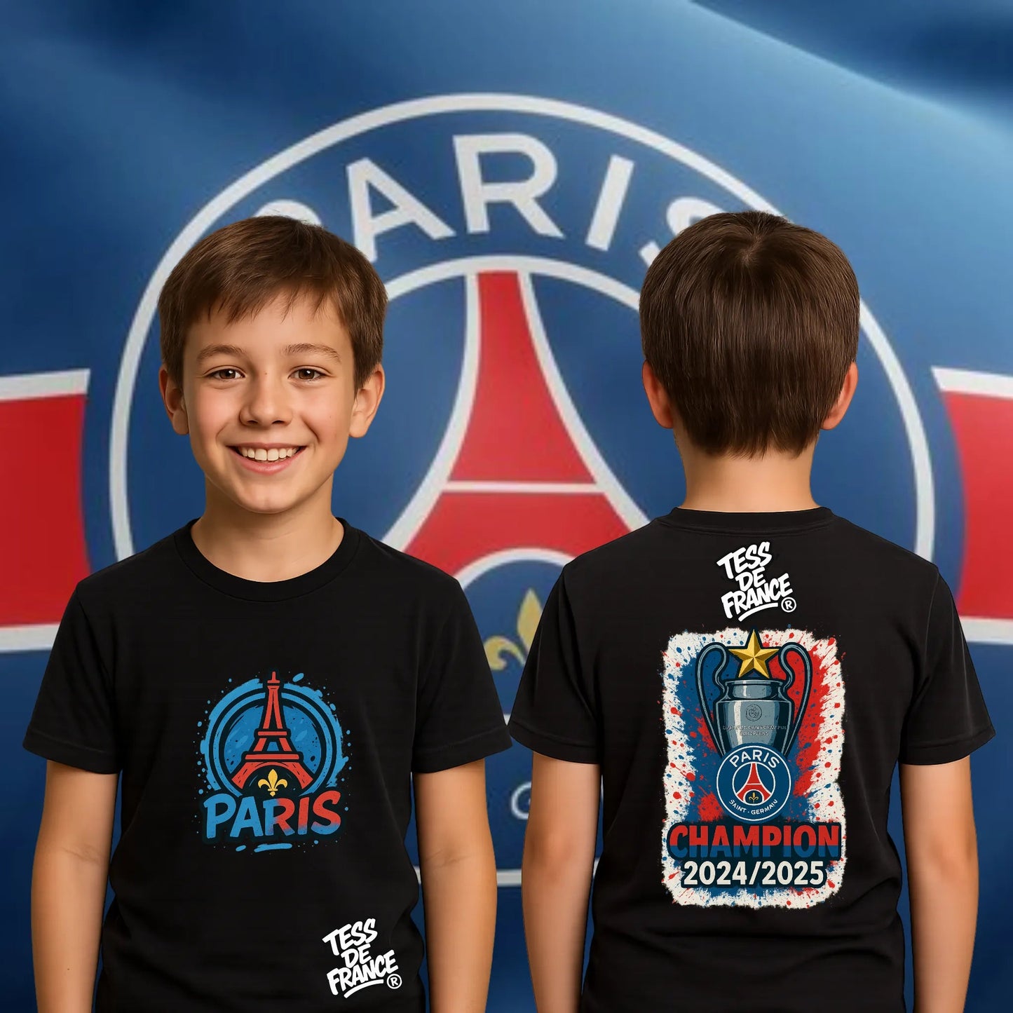 T-shirt & Sweat “Paris Champion 2025” – Victoire LDC & Double Coupe - tessdefrance