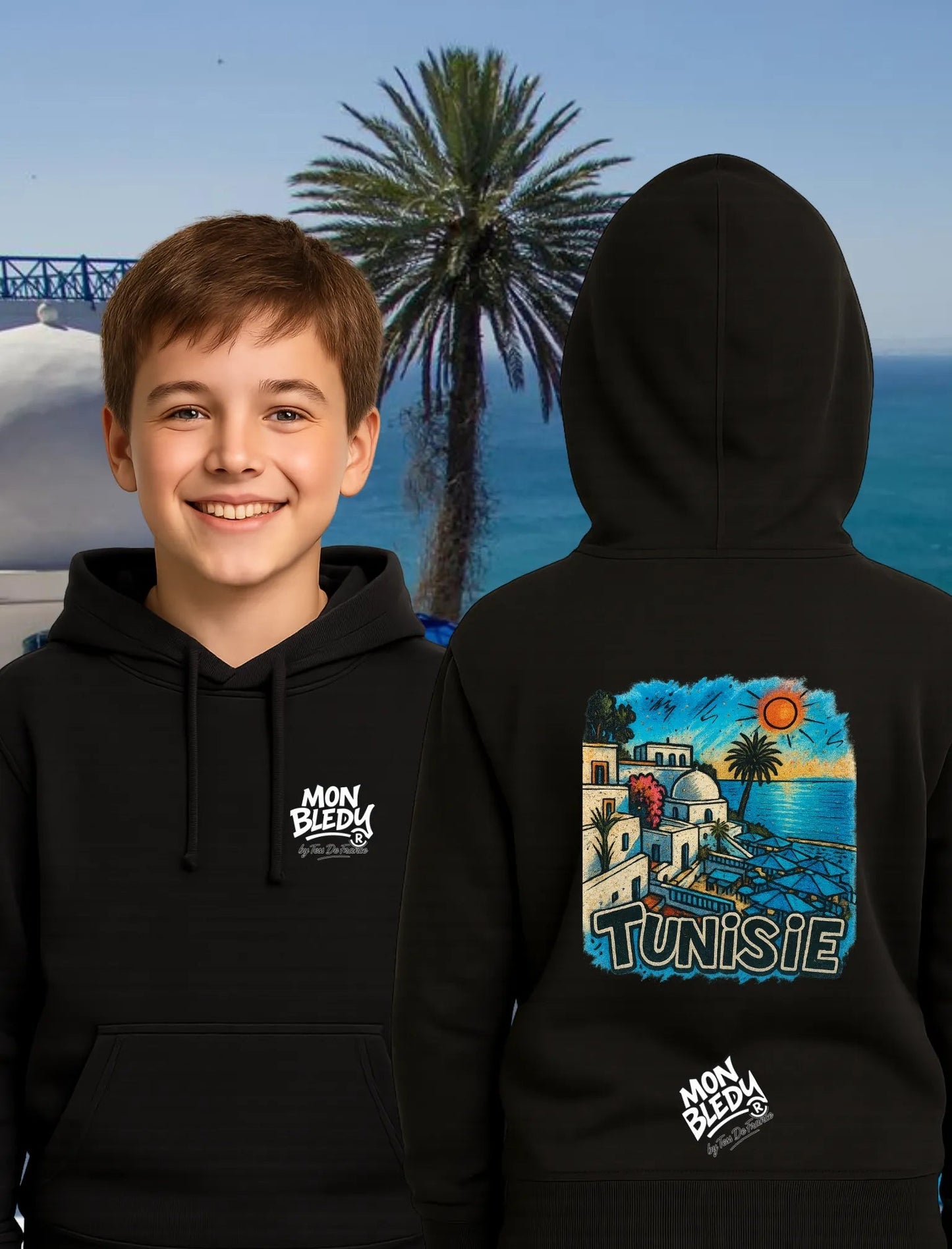 T-Shirt "Tunisie" – MON BLEDY® | Vêtement streetwear inspiré de Sidi Bou Saïd - tessdefrance