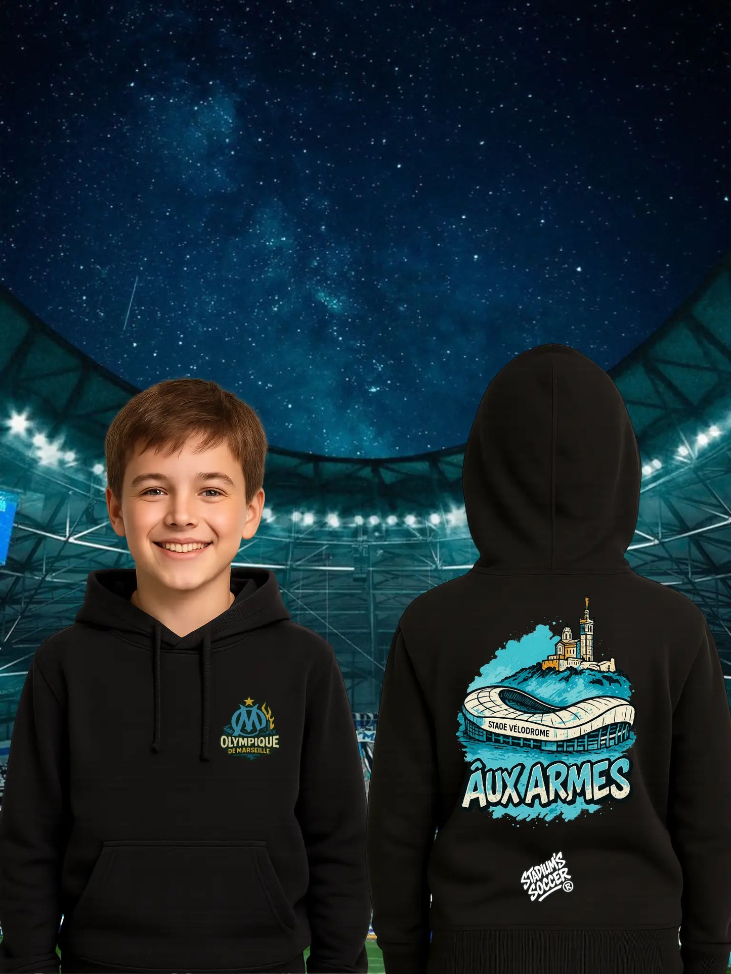 Sweat & T-shirt Olympique de Marseille – Design Stade Vélodrome | Aux Armes | Édition Supporter - tessdefrance