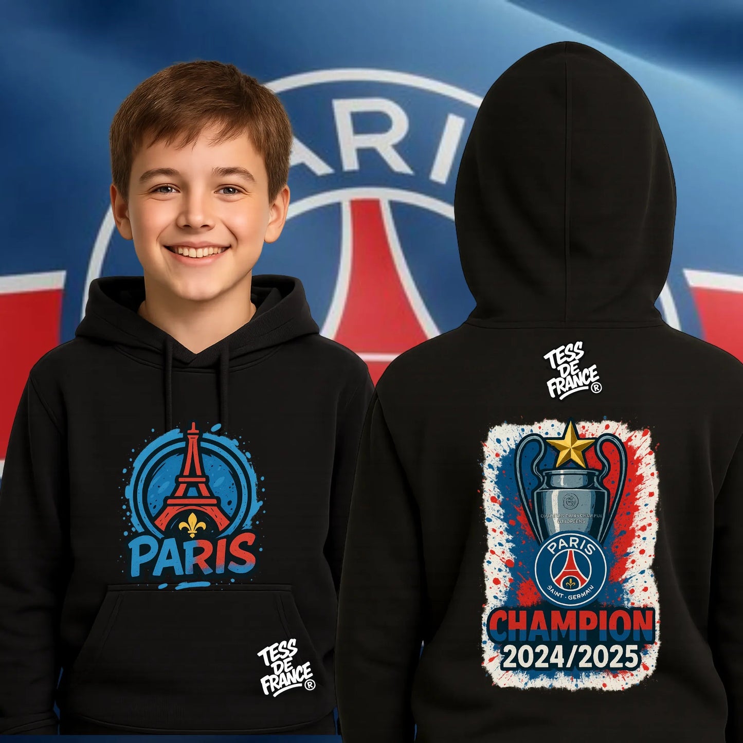 T-shirt & Sweat “Paris Champion 2025” – Victoire LDC & Double Coupe - tessdefrance