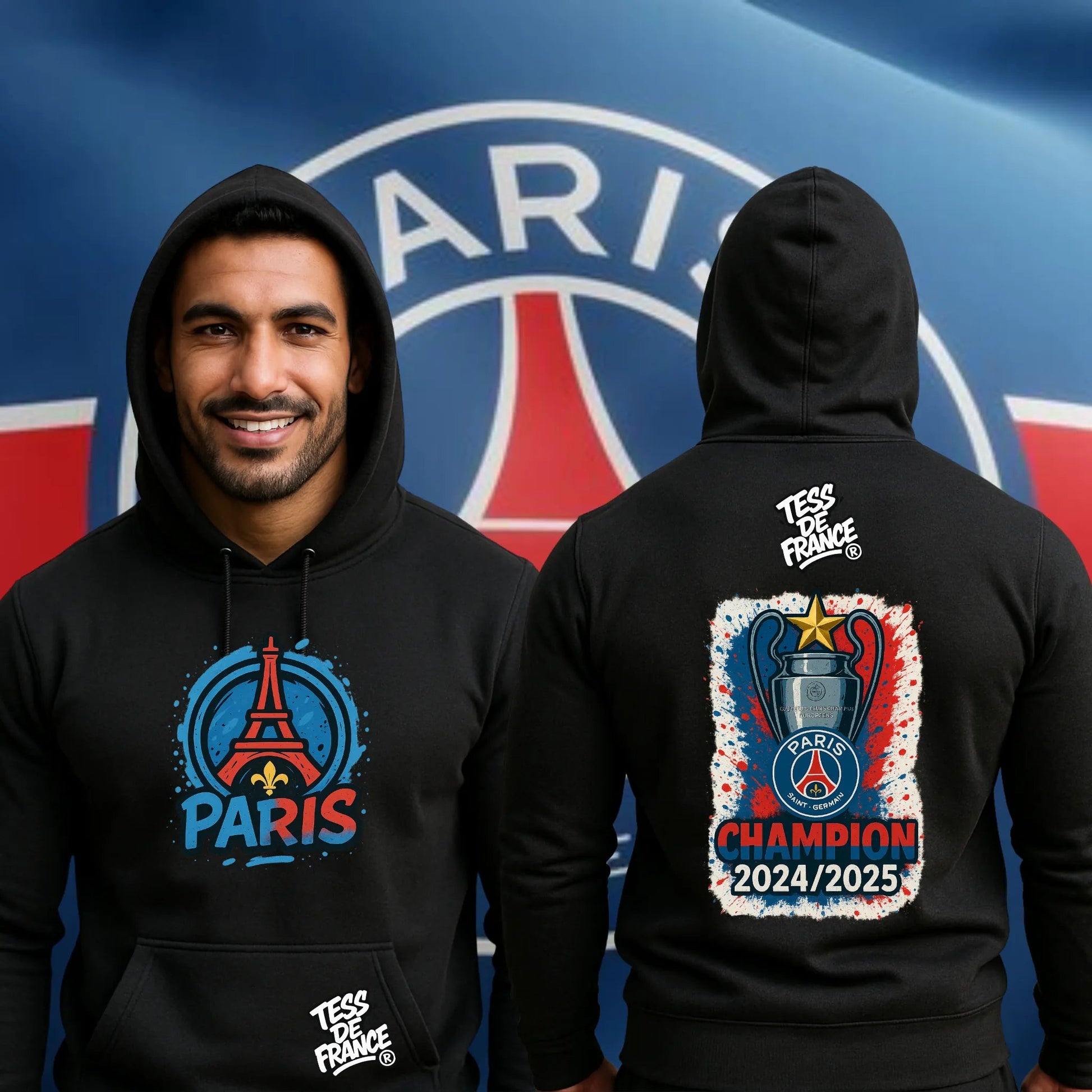 T-shirt & Sweat “Paris Champion 2025” – Victoire LDC & Double Coupe - tessdefrance