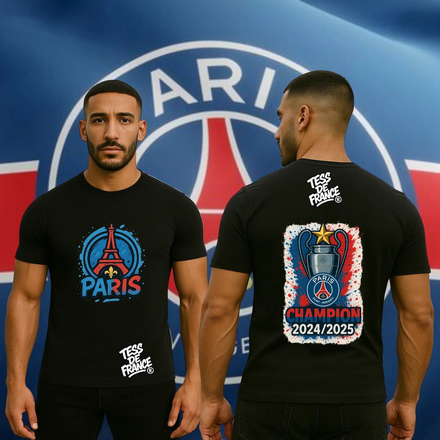 T-shirt & Sweat “Paris Champion 2025” – Victoire LDC & Double Coupe - tessdefrance